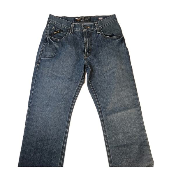 Ariat Rebar M4 Jeans Mens 30x32 Blue Relaxed Boot Cut DuraStretch Basic - Picture 1 of 9